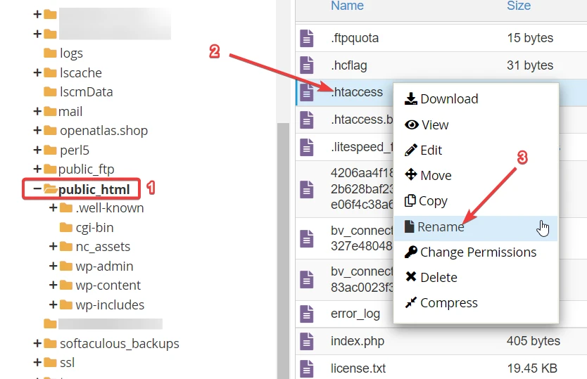 cambiar el nombre del archivo htaccess