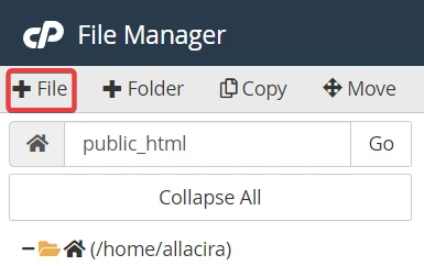 aggiungi nuova opzione file nel file manager