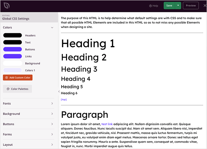 SeedProd global css settings