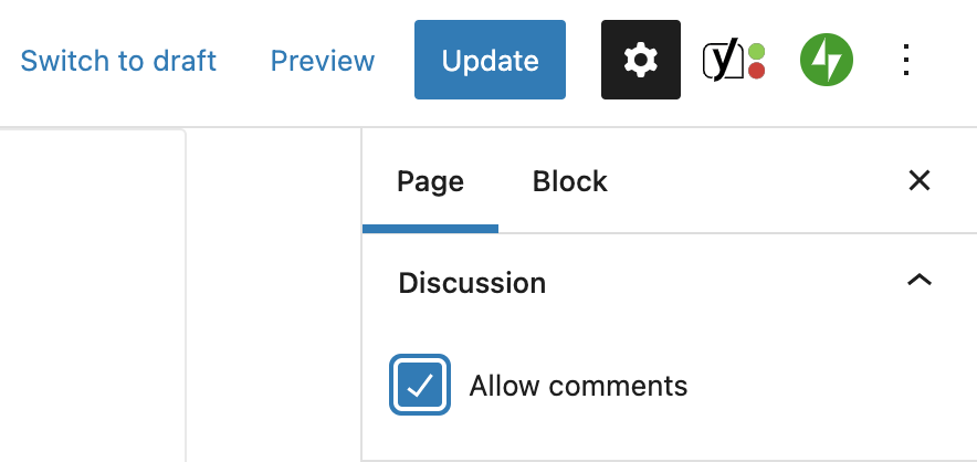 enabling comments on a page