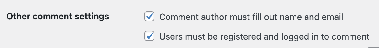 WordPress other comment settings