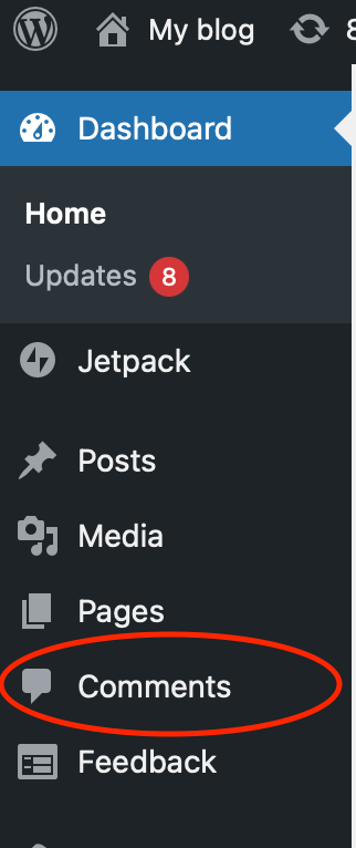 trovare i commenti nella dashboard di WordPress