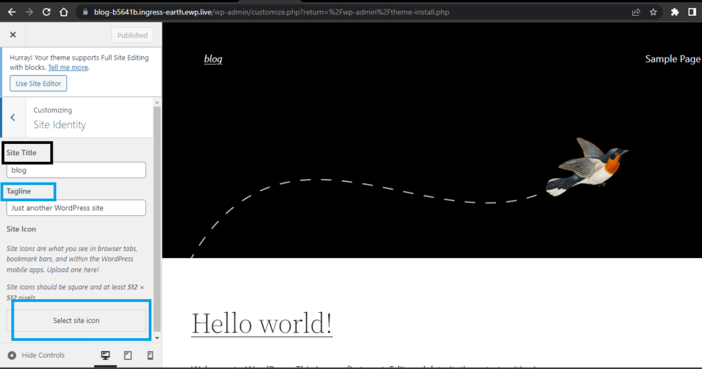 WordPressテーマをカスタマイズするための手順が強調表示されています