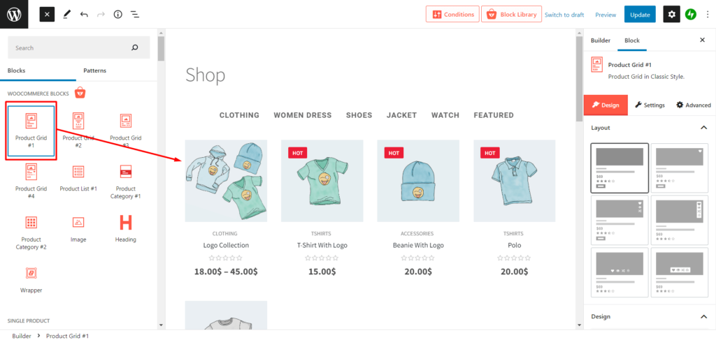 Product Grid for Shop Page