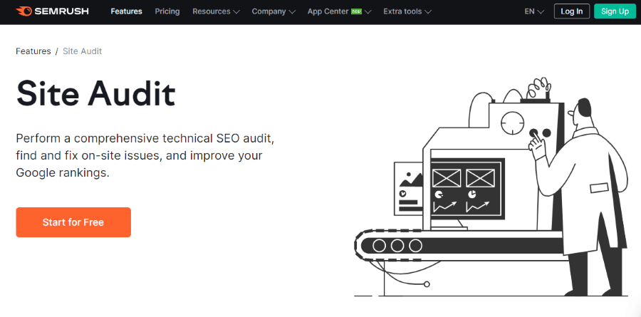 Ferramenta de auditoria de sites SEMRush