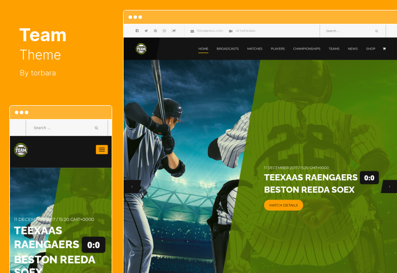 Team Theme — тема WordPress для футбола, футбола, хоккея, баскетбольного клуба и киберспорта