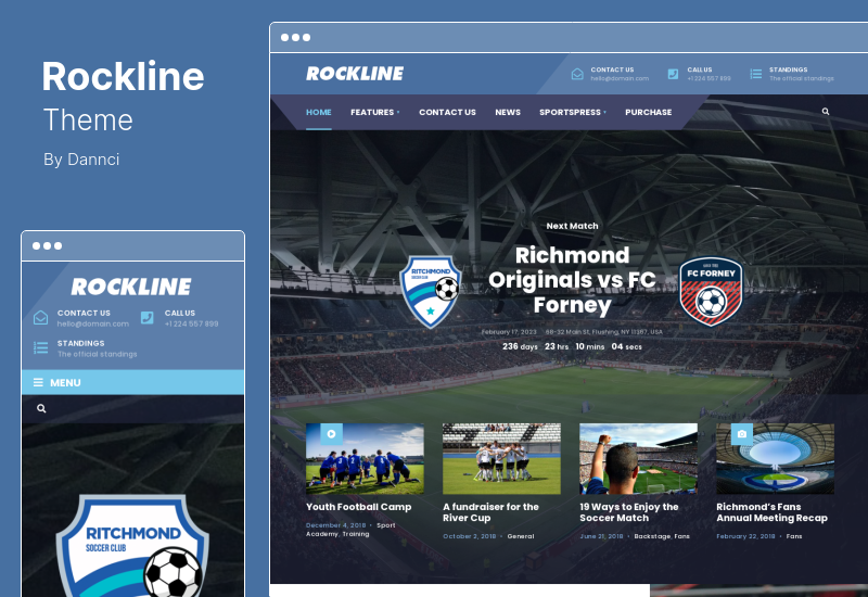 Tema Rockline - Tema WordPress Klub Berita Olahraga