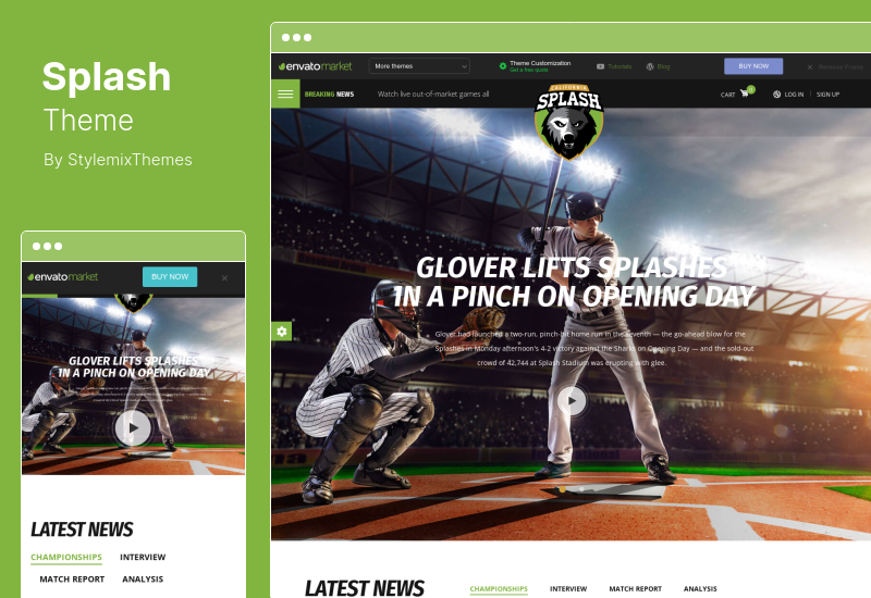 Splash Theme - Tema WordPress pentru Sport Club pentru baschet, fotbal, hochei