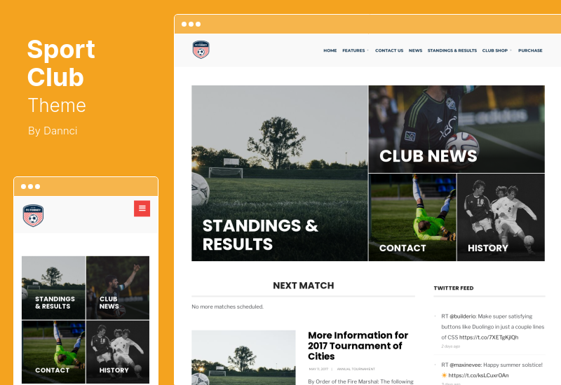 Tema Sport Club - Tema WordPress de equipe pequena e local