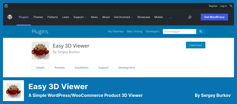 Plugin Easy 3D Viewer - un simple visualiseur 3D de produit WordPress / WooCommerce