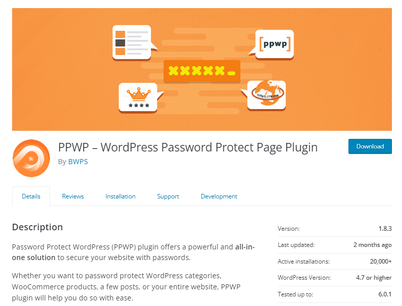 PPWP Pro: Password Protect WordPress Lite (gratuit).