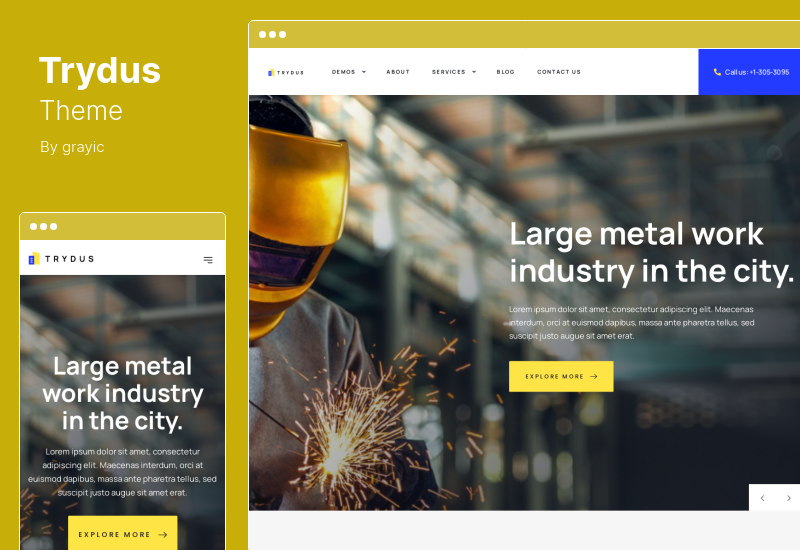 Trydus Theme — тема WordPress для промышленности и фабрики