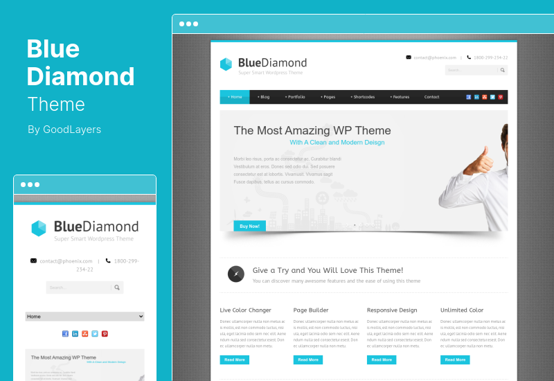 Blue Diamond Theme - Tema WordPress Perusahaan Responsif