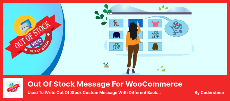 رسالة نفاد المخزون الخاصة ببرنامج WooCommerce الإضافي - تُستخدم لكتابة رسالة مخصصة غير متوفرة بالخلفية ولون نص مختلف