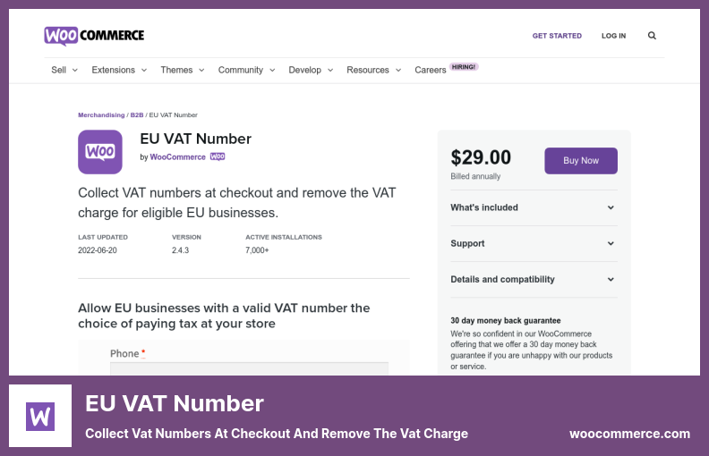 Plug-in per il numero di partita IVA UE: raccogli i numeri di partita IVA al momento del pagamento e rimuovi l'addebito dell'IVA