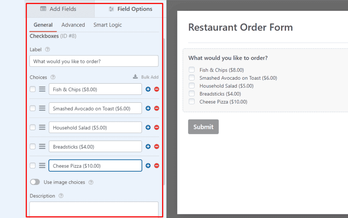 Editing checkboxes form field