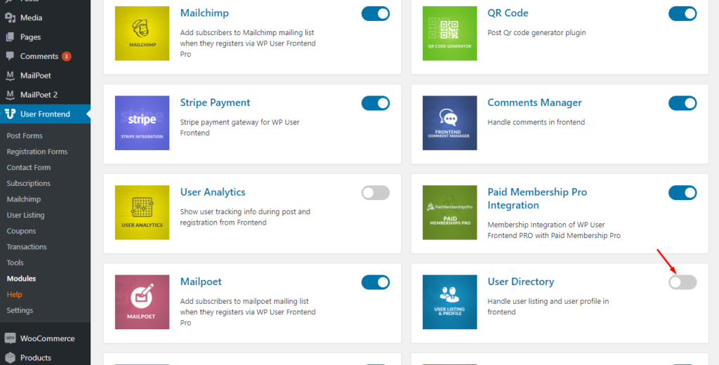 Un exemplu despre cum să activați modulul User Directory al pluginului WP User Frontend Pro