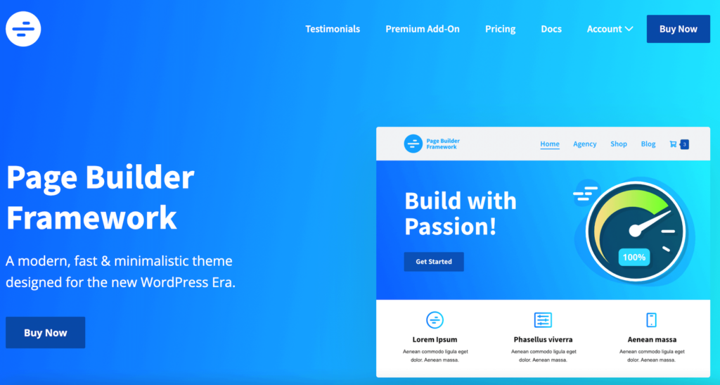 O tema do Page Builder Framework.