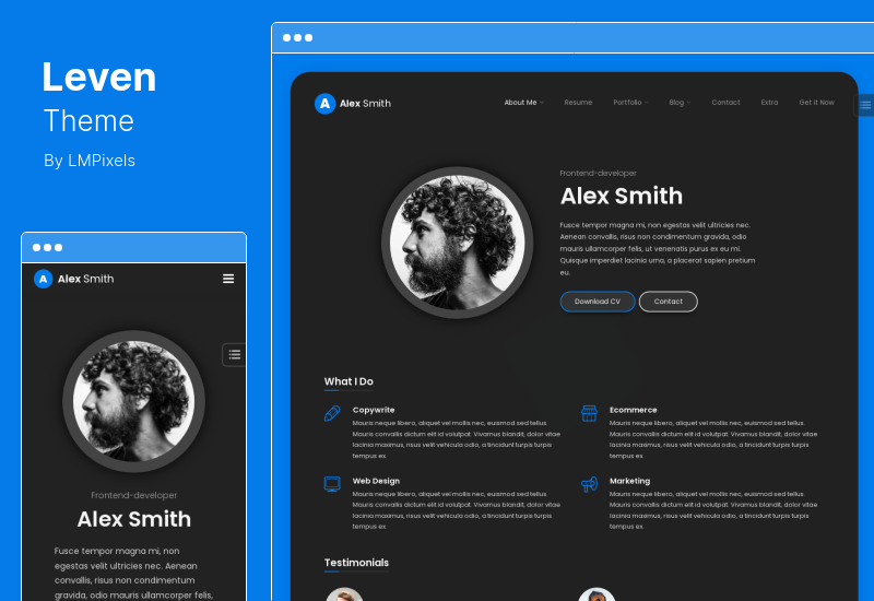 Leven Theme - CV Resume WordPress 主題