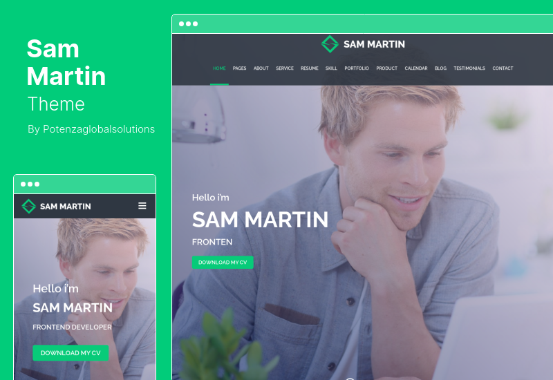 Sam Martin テーマ - Personal vCard Resume WordPress テーマ