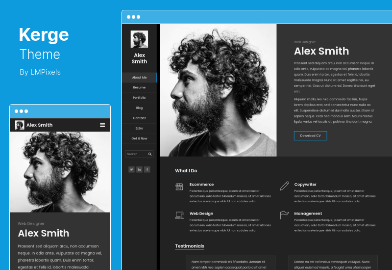 Tema Kerge - CV Resume Tema WordPress