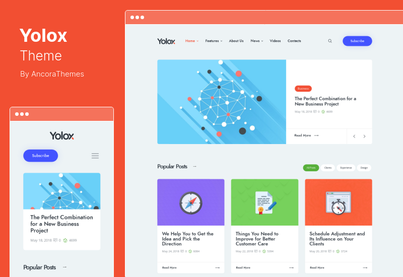 Yolox Theme - ธีมบล็อก WordPress สมัยใหม่สำหรับการเริ่มต้นธุรกิจ