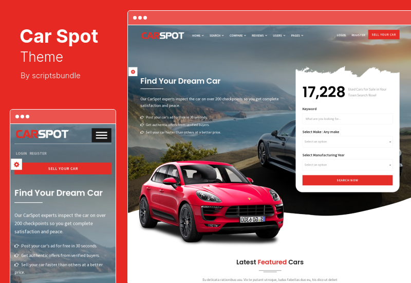 Tema CarSpot - Tema WordPress clasificată pentru dealer