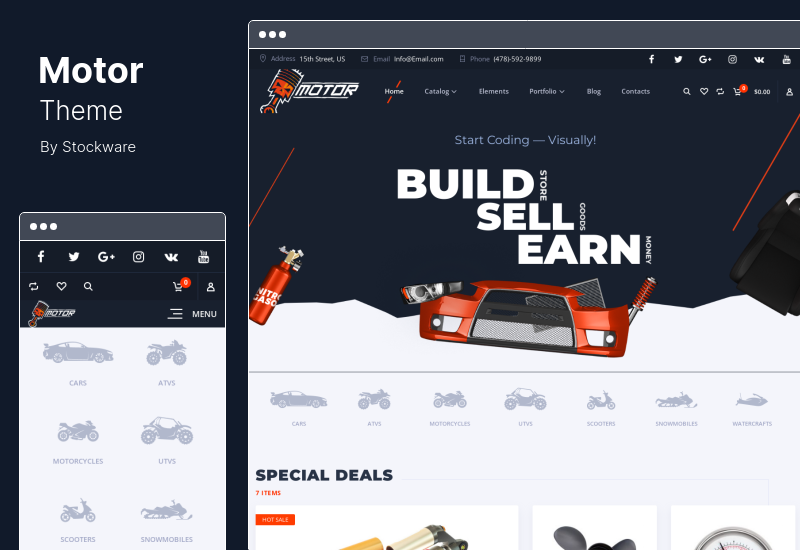 Motor Theme - WooCommerce Store für Autos, Teile, Service, Ausrüstung und Zubehör