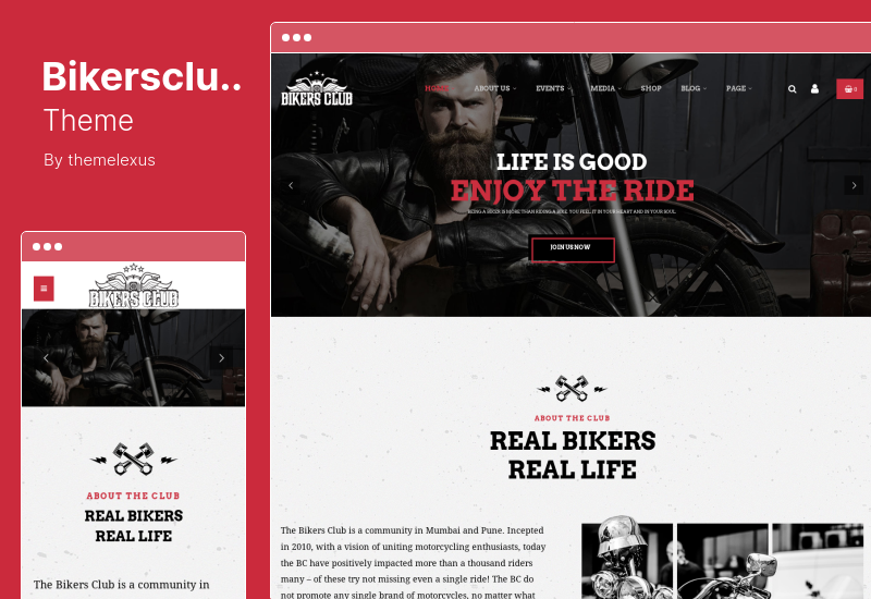 Bikersclub 主題 - 摩托車俱樂部 WooCommerce WordPress 主題