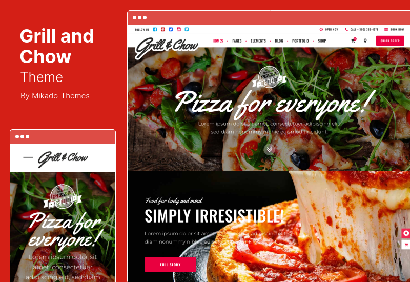 Tema Grill and Chow - Tema WordPress Makanan Cepat Saji & Pizza