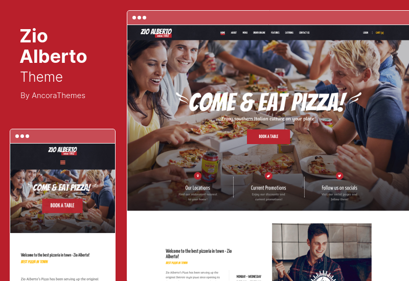 Tema Zio Alberto - Tema de WordPress para pizzería, cafetería y bistró