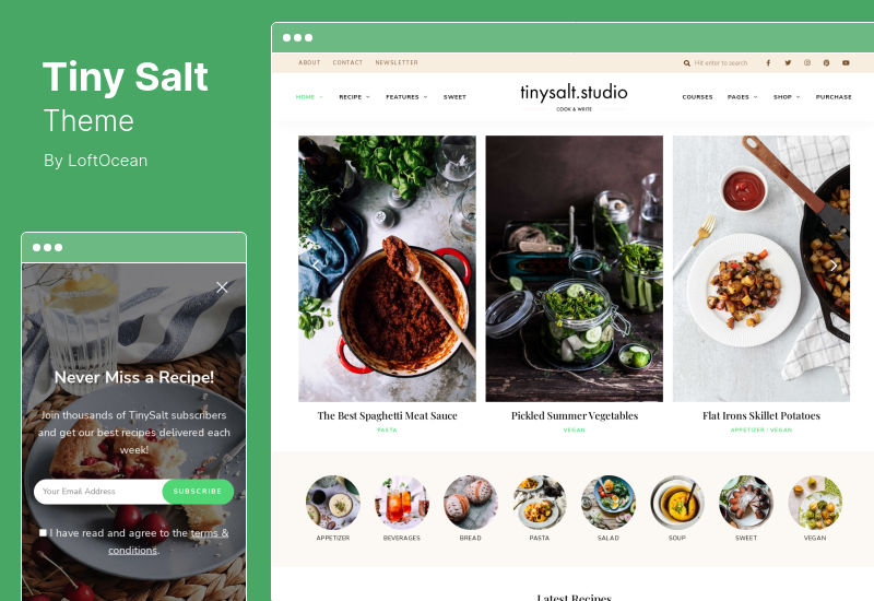 ธีม TinySalt - บล็อกอาหารส่วนตัว WordPress Theme