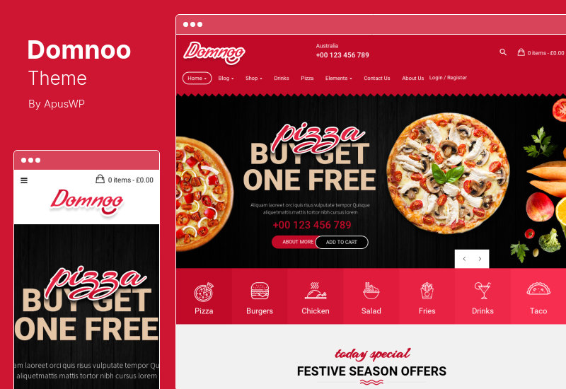 Domnoo Theme - ธีม WordPress พิซซ่าและร้านอาหาร