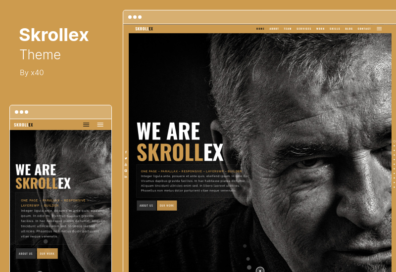 Skrollex Theme - Yaratıcı Tek Sayfa Paralaks WordPress Teması