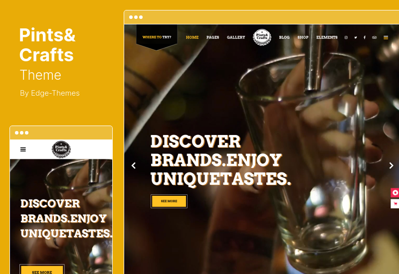 ธีม Pints&Crafts - บาร์ เบียร์ และผับ WordPress Theme