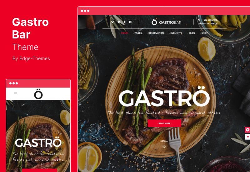 GastroBar テーマ - ファーストフードのレストランとバーの WordPress テーマ