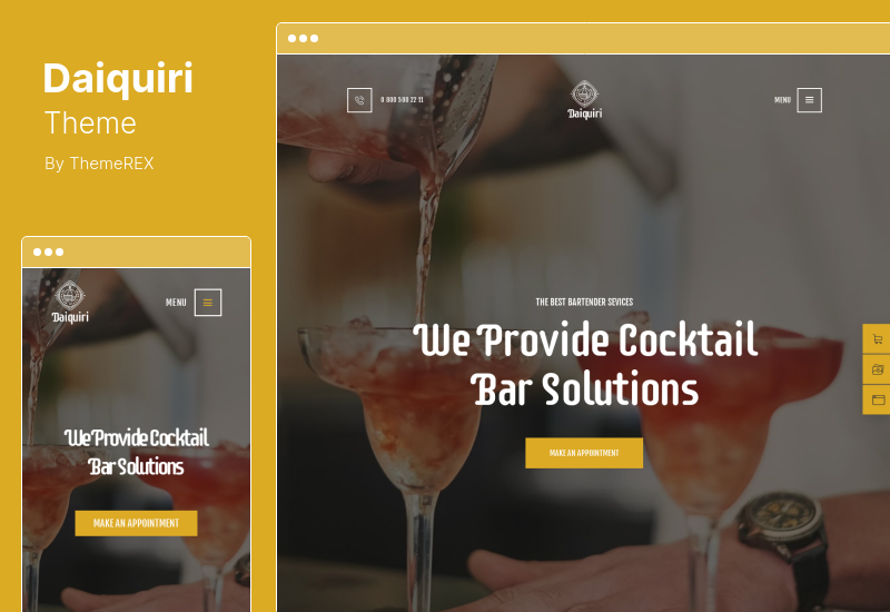 موضوع Daiquiri - موضوع خدمات الساقي وتقديم الطعام كوكتيل WordPress