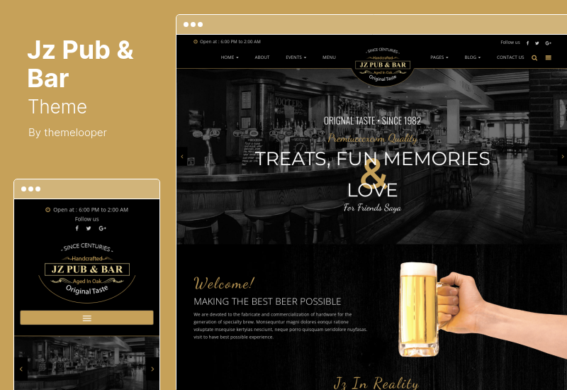 Tema Jz Pub & Bar - Tema WordPress Pub & Bar