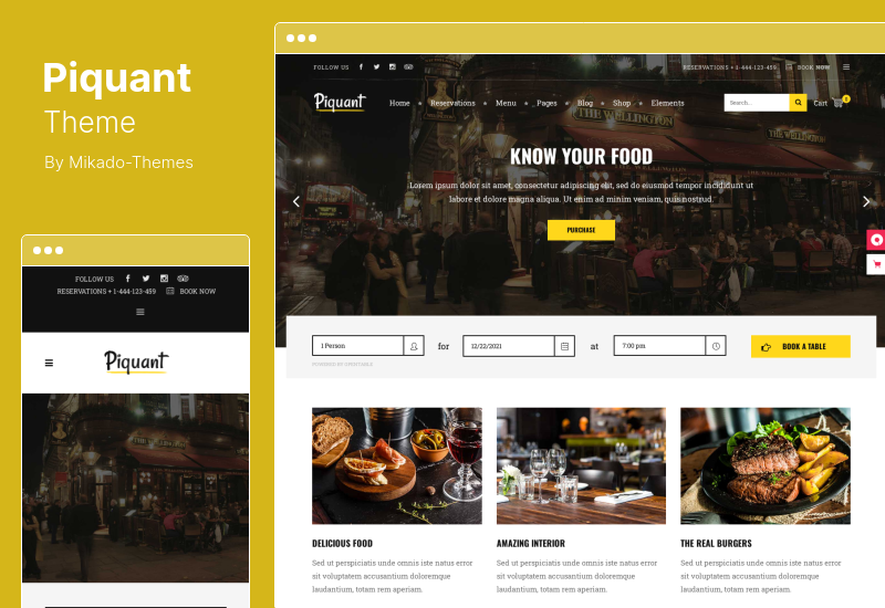 Piquant Teması - Restoran, Bar & Cafe WordPress Teması