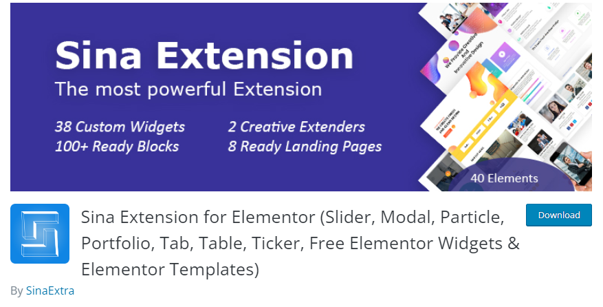 Sina Extension Elementor Addons - Najlepsza wtyczka do animacji Lottie w WordPress