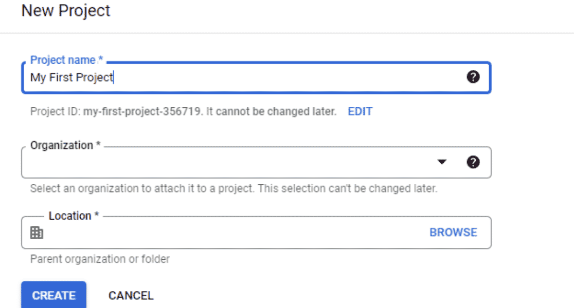 Add Project Google Console