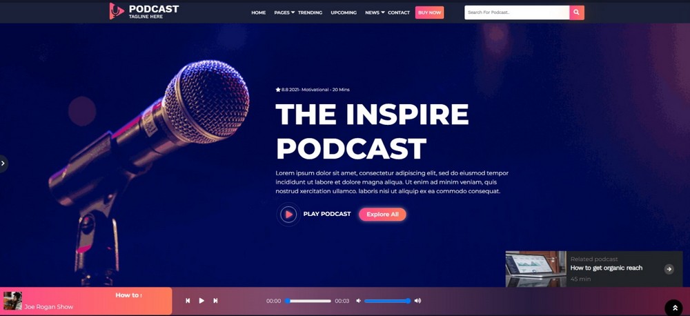 Demostración del tema de WordPress para podcast de audio