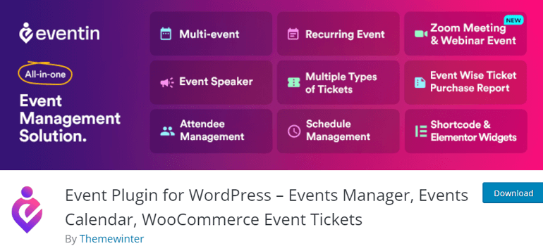 Plugin de registro de evento Eventin WordPress gratuito