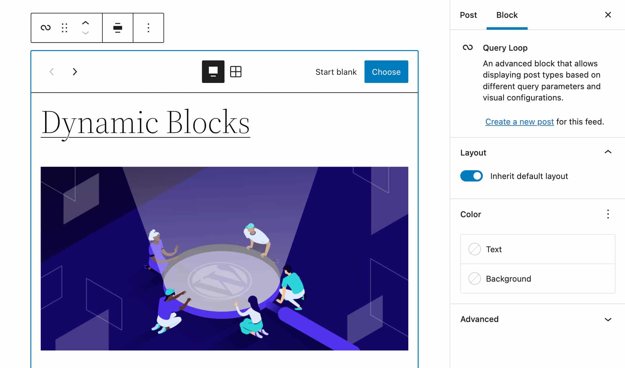 Menambahkan blok Query Loop