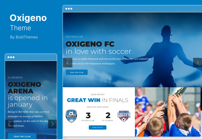 Tema Oxigeno - Tema WordPress pentru cluburi sportive și echipe