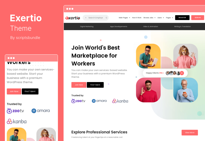 Exertio Theme - ตลาดอิสระ WordPress Theme