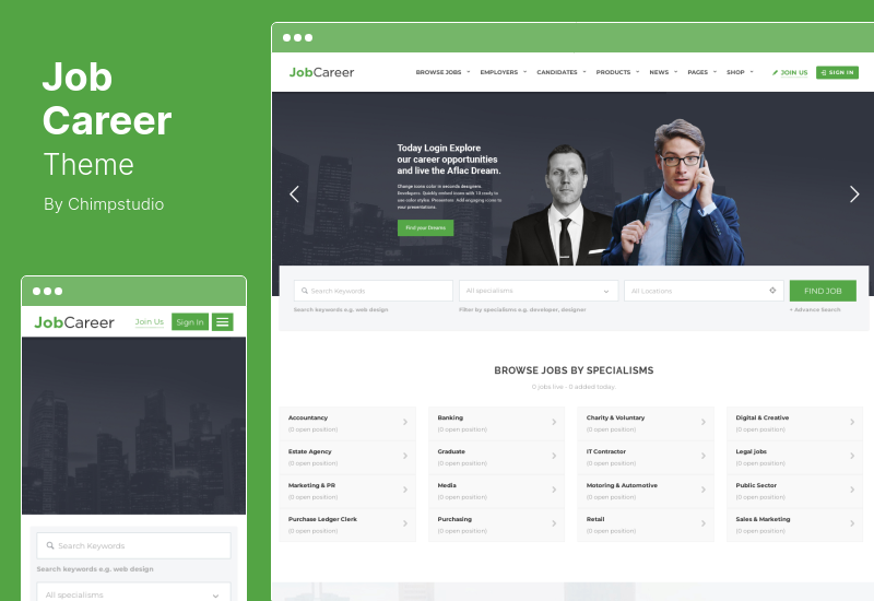 JobCareer Theme - Адаптивная тема WordPress для доски объявлений