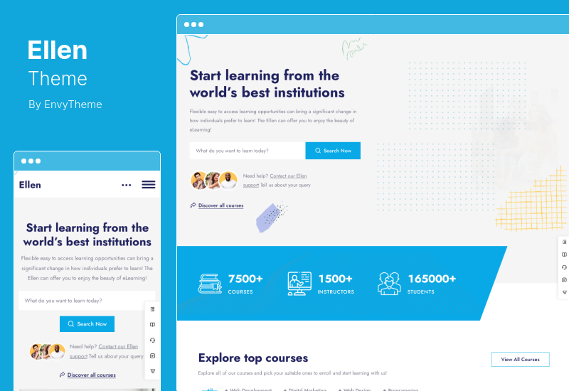 Ellen Theme - Education LMS & หลักสูตรออนไลน์ WordPress Theme