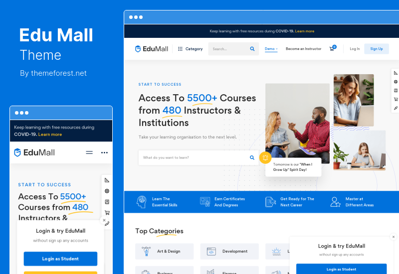 EduMall 主題 - 專業 LMS 教育中心 WordPress 主題