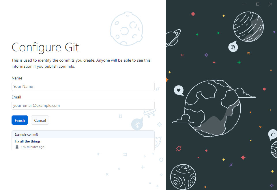 ecran de configurare github desktop